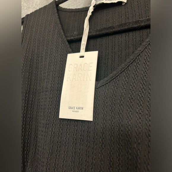 GRACE KARIN Women's Casual Knit Dress Sleeveless Summer V Neck Tie Waist Ribbed - Picture 8 of 8